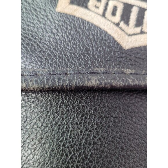 Vintage Harley Davidson Black Embroidered Logo Leather Shoulder Bag Purse Tote - Picture 9 of 16